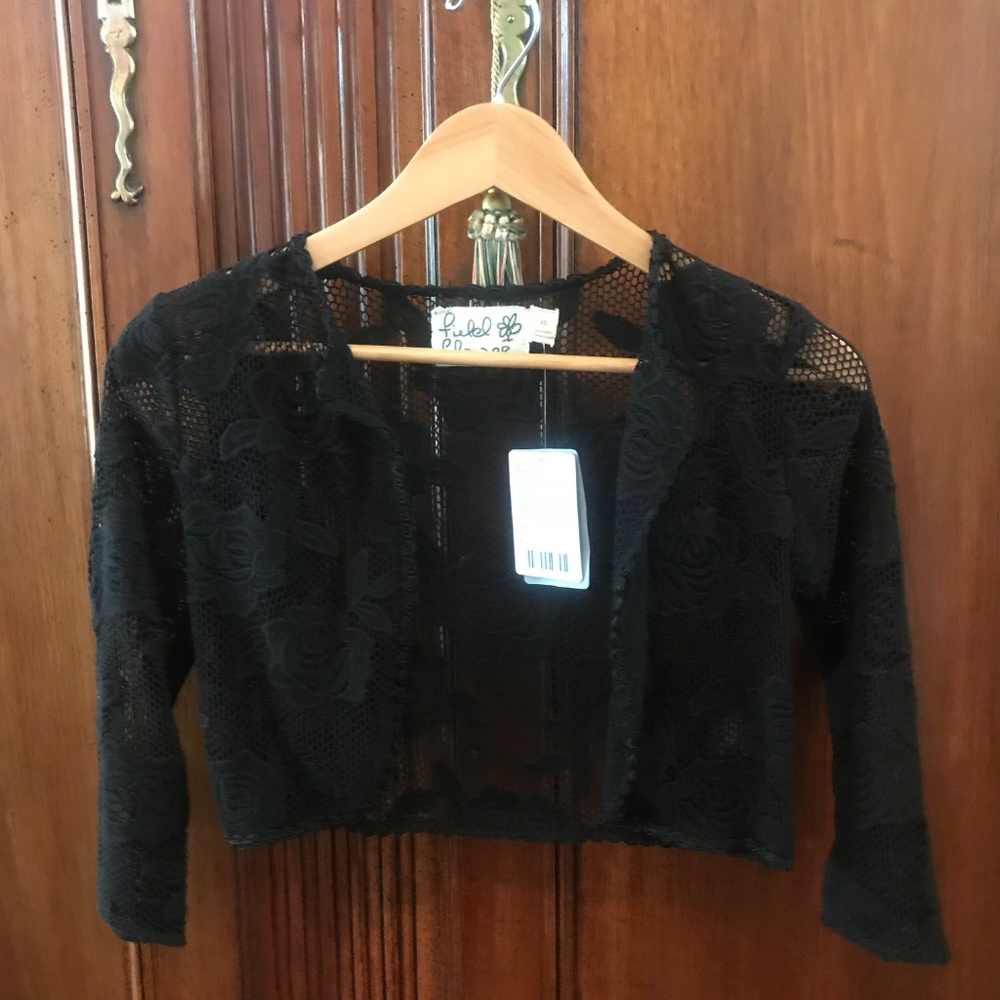 Field & Flower Black Crocheted Shrug